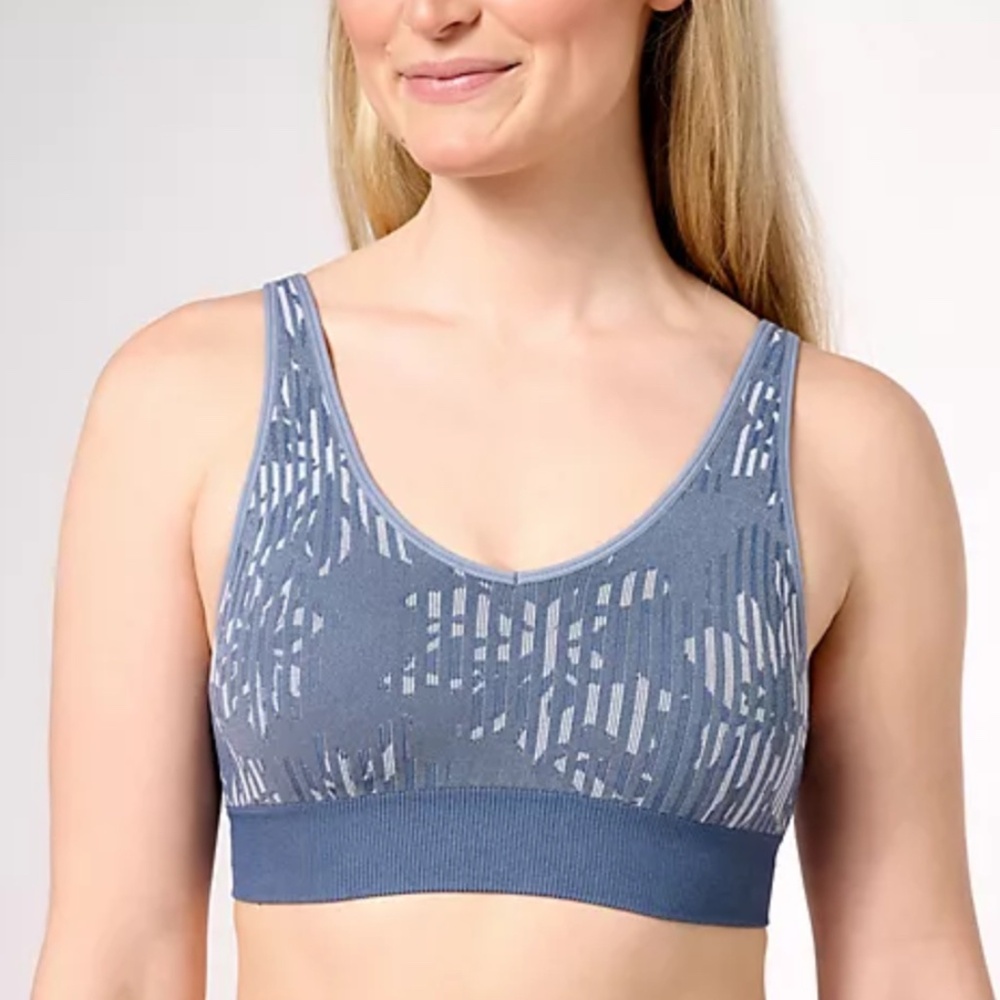 AnyBody Intimates Floral Striped Jacquard Sports Bra Size Small